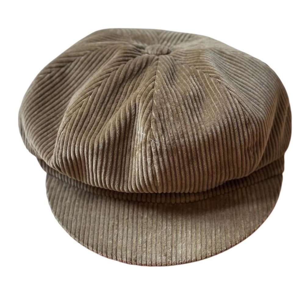 Vintage 70s Magill Brown Corduroy Flat Cap Mushroom Hat
